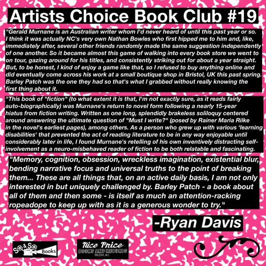 ARTISTS CHOICE #19 BUNDLE - Ryan Davis & Gerald Murnane